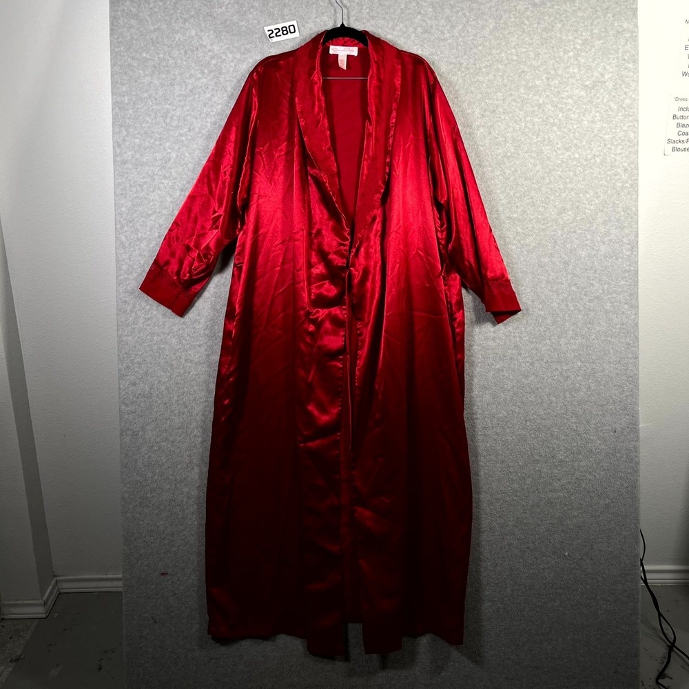 VTG Oscar de la‎ Renta Pink Label Brand Robe Womens XL Red Shawl